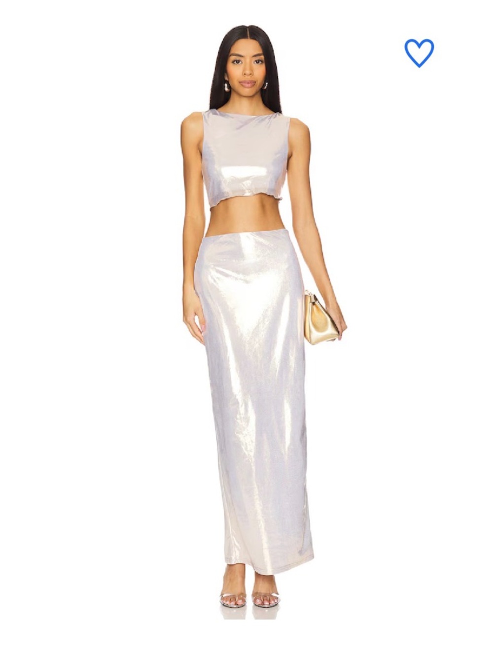 superdown Iridescent Silver Two-Piece Maxi Set